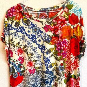 LOVELY! JOHNNY WAS Relaxed Dolman Sleeve Tunic Top SOFT Bamboo Shirt size MEDIUM